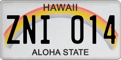 HI license plate ZNI014