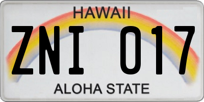 HI license plate ZNI017