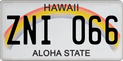 HI license plate ZNI066