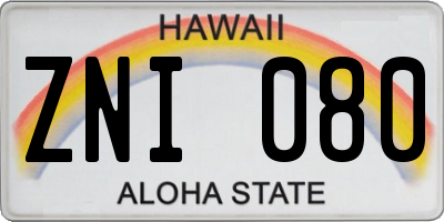 HI license plate ZNI080