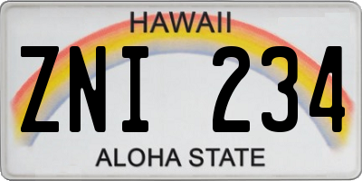 HI license plate ZNI234