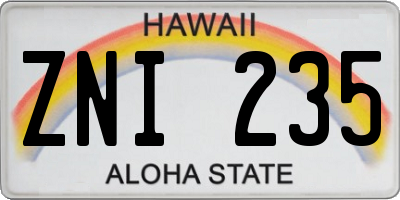 HI license plate ZNI235