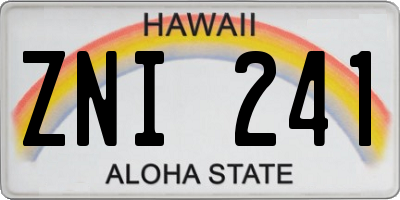 HI license plate ZNI241
