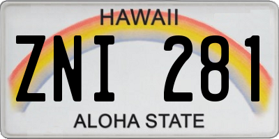 HI license plate ZNI281