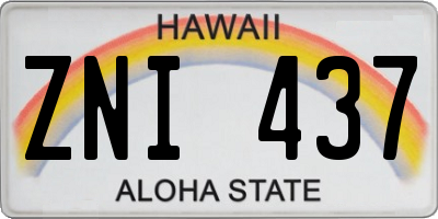 HI license plate ZNI437
