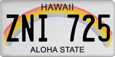 HI license plate ZNI725