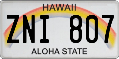 HI license plate ZNI807