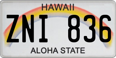 HI license plate ZNI836