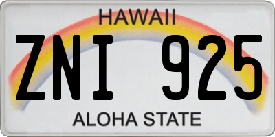 HI license plate ZNI925