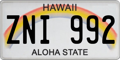HI license plate ZNI992