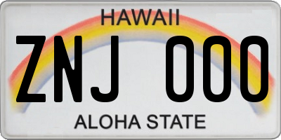 HI license plate ZNJ000