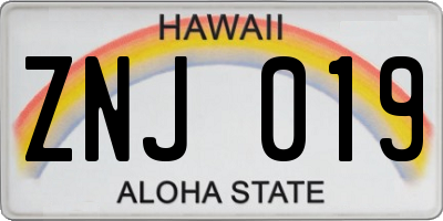 HI license plate ZNJ019