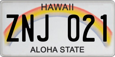 HI license plate ZNJ021