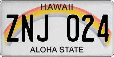 HI license plate ZNJ024