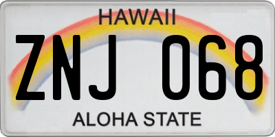 HI license plate ZNJ068