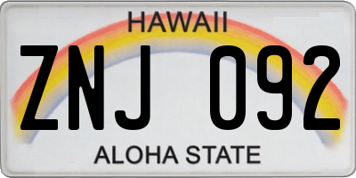 HI license plate ZNJ092