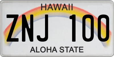 HI license plate ZNJ100