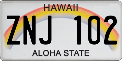 HI license plate ZNJ102