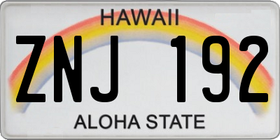 HI license plate ZNJ192
