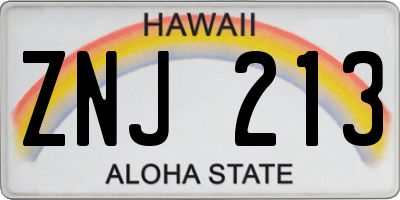 HI license plate ZNJ213