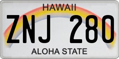 HI license plate ZNJ280