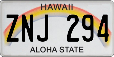 HI license plate ZNJ294