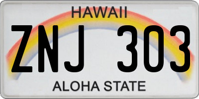 HI license plate ZNJ303