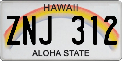HI license plate ZNJ312