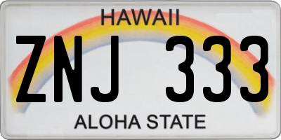 HI license plate ZNJ333
