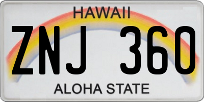 HI license plate ZNJ360