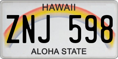 HI license plate ZNJ598