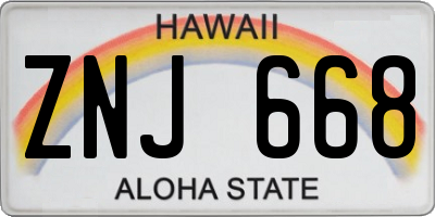 HI license plate ZNJ668