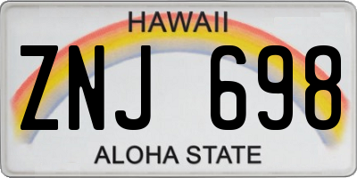HI license plate ZNJ698