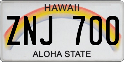 HI license plate ZNJ700