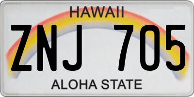 HI license plate ZNJ705