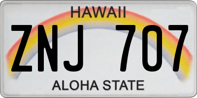 HI license plate ZNJ707
