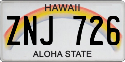 HI license plate ZNJ726