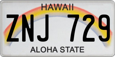 HI license plate ZNJ729