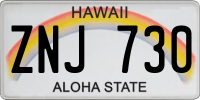 HI license plate ZNJ730
