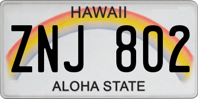 HI license plate ZNJ802