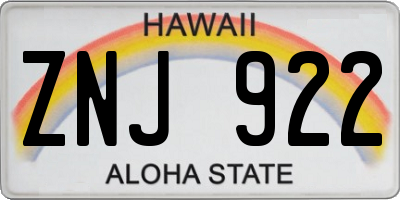 HI license plate ZNJ922