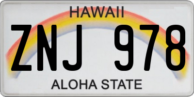 HI license plate ZNJ978