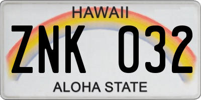 HI license plate ZNK032