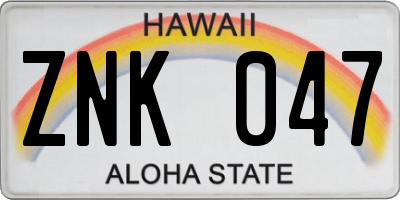 HI license plate ZNK047