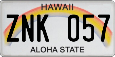 HI license plate ZNK057