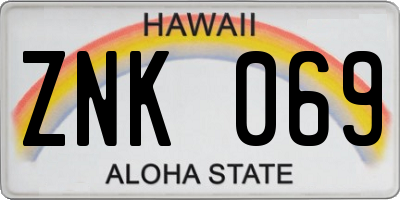 HI license plate ZNK069