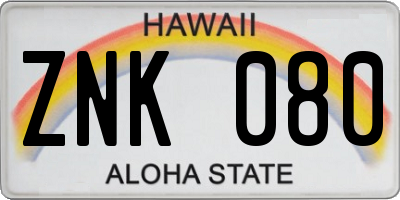 HI license plate ZNK080