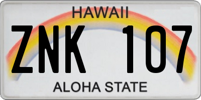 HI license plate ZNK107