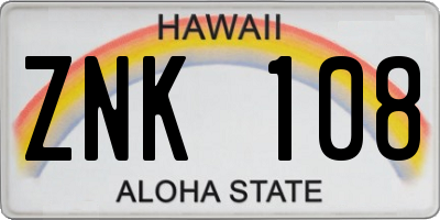 HI license plate ZNK108