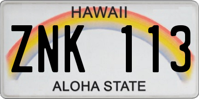 HI license plate ZNK113